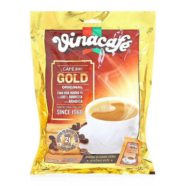 Cà phê hòa tan 3 in 1 Vinacafe Gold Original bịch 800g