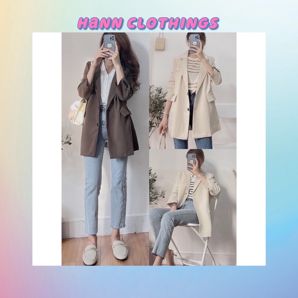 Áo Blazer 2 Lớp Túi Ngực 2 Cúc hàn quốc
