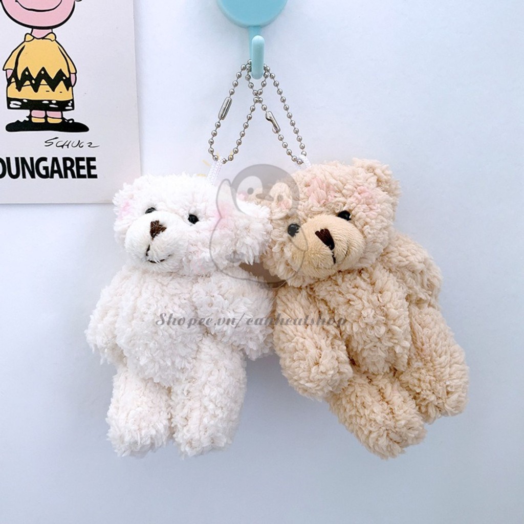 Móc khoá cute  gấu bông nhỏ nhắn xinh xắn thú nhồi bông xe đa năng đôi bò sữa ani