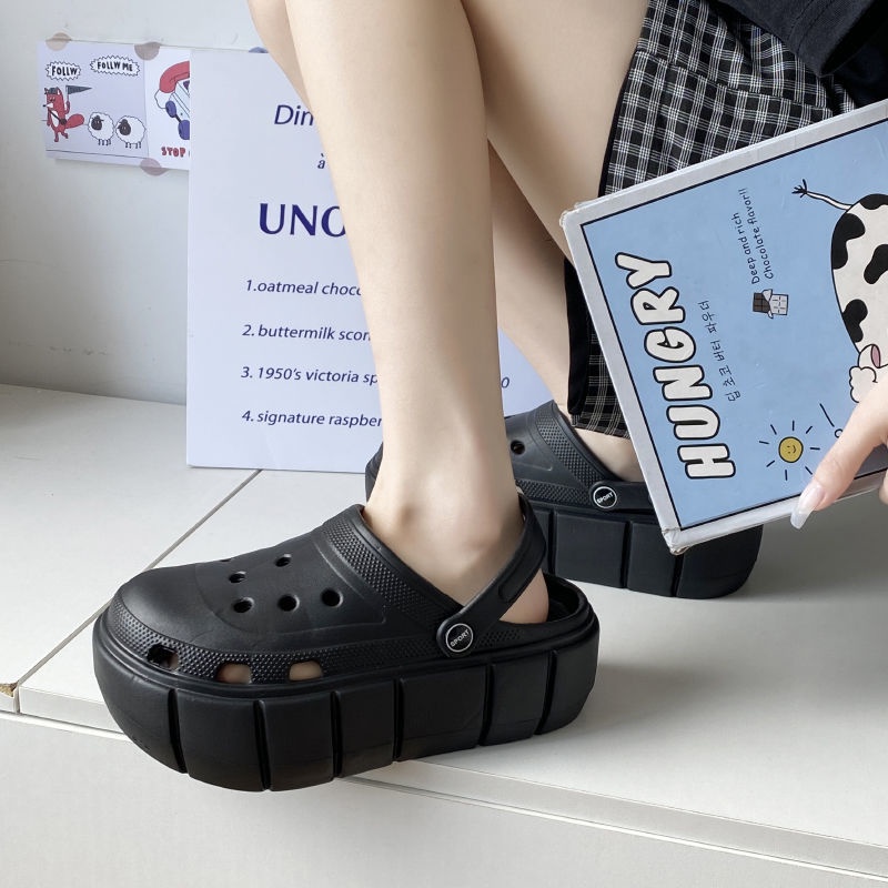 Dép Đế Dày Đục Lỗ Màu Sắc Thời Trang Đi Biển Cho Nữ