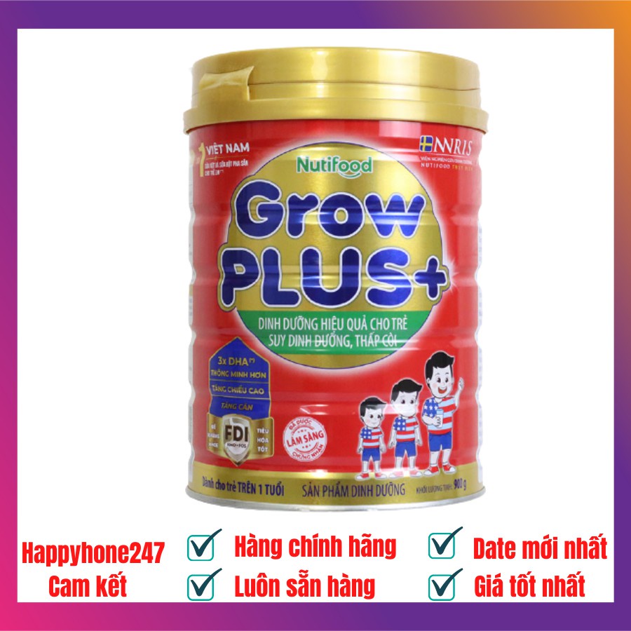 Sữa Nutifood Grow Plus+ Đỏ 900g Trẻ Suy Dinh Dưỡng Thấp Còi Chính Hãng Giàu Dinh Dưỡng