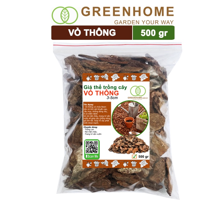 Vỏ thông trồng lan size 3-5cm, trồng cây Kiểng lá, rãi bề mặt chậu cây