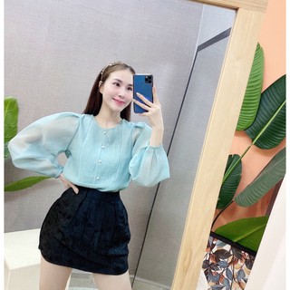 Áo sơmi tơ tay bồng
