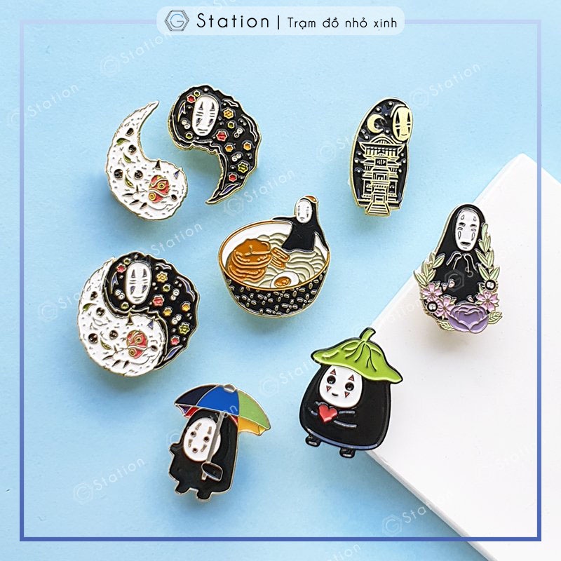 Pin cài áo ghibli vô diện Kaonashi anime Vùng đất linh hồn - GC246