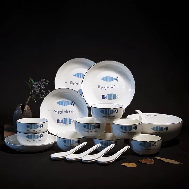 Set bát đĩa thìa đũa dễ thương