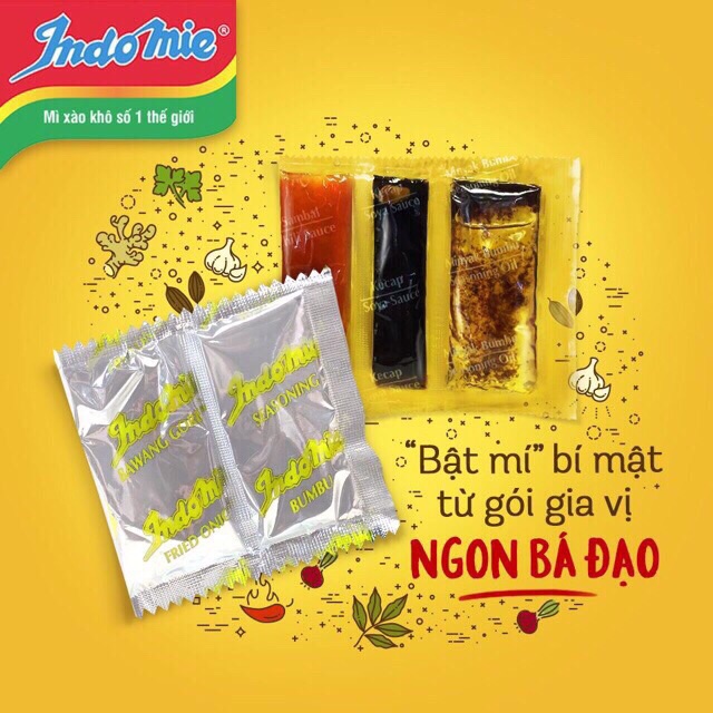 Combo 4 gói lẻ Mì xào khô indomie goreng mix vị