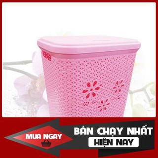Giỏ đựng đồ có nắp hoa Việt Nhật  đựng quần áo, đựng đồ cao cấp có nắp ( SIZE Lớn )
