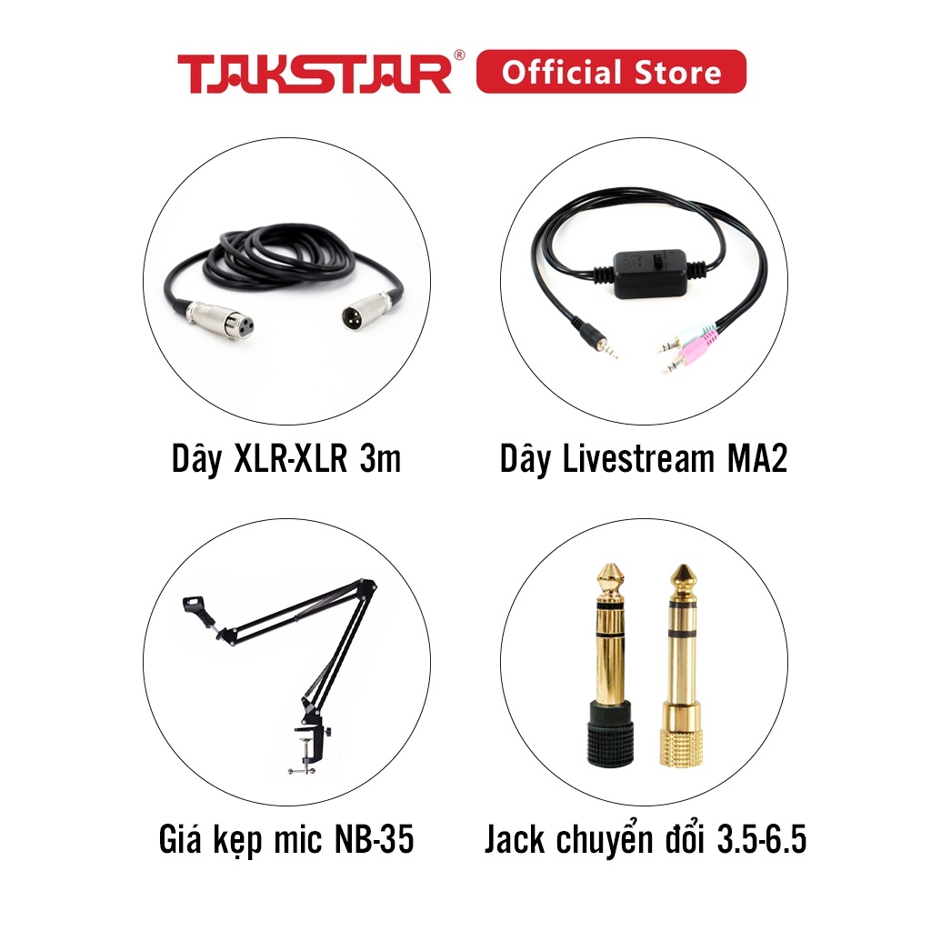 Bộ Mic Livestream Chính Hãng Đầy Đủ Sound Card Icon Upod Pro, Mic Takstar PC-K200, Tai Nghe TS-2260 & Phụ Kiện