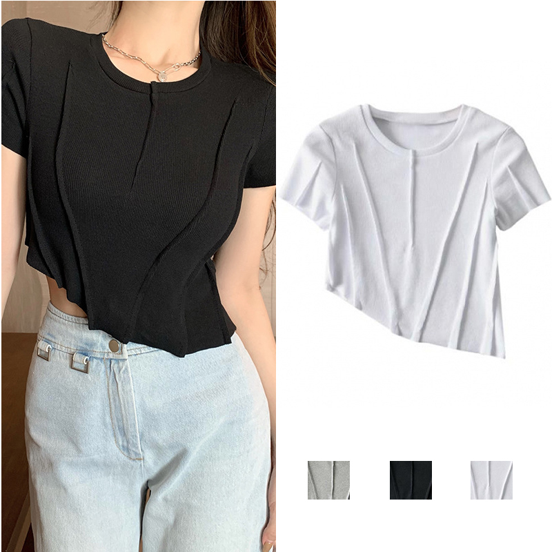 Áo Crop Top Nữ Tay Ngắn Màu Trơn Thời Trang