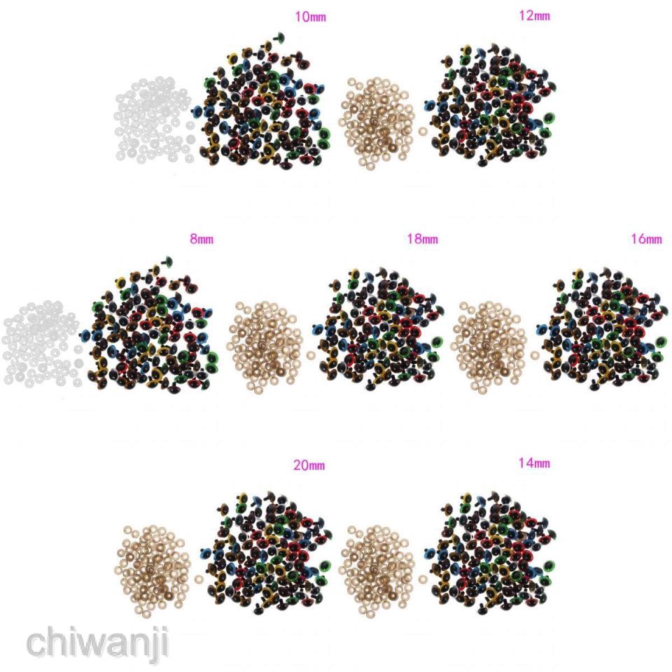 Set 100 Con Mắt Nhựa Nhiều Màu Sắc Cho Gấu Bông / Thú Nhồi Bông