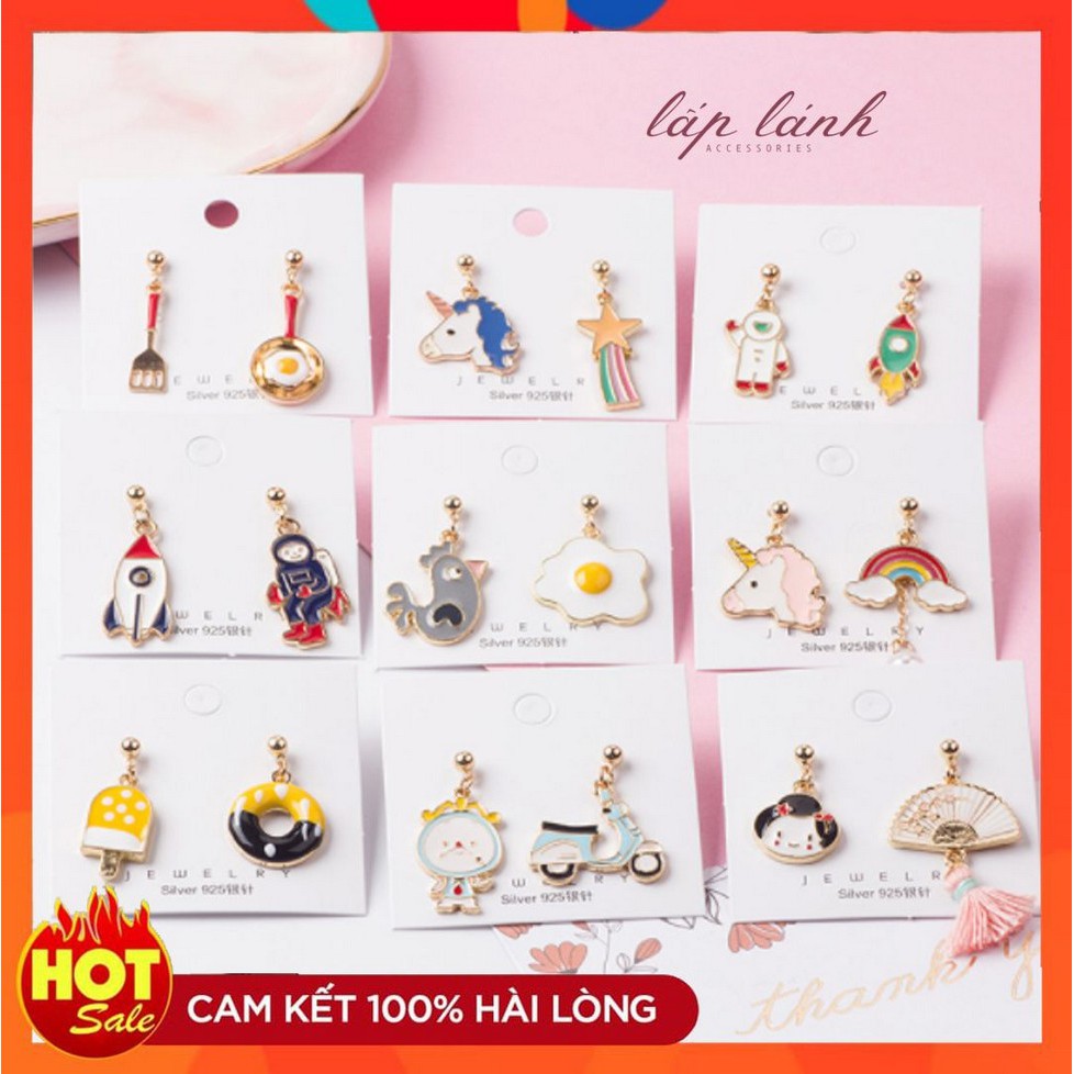 [Có sẵn] BÔNG TAI KHUYÊN TAI HỌA TIẾT DỄ THƯƠNG HANDMADE HÌNH KEM BÁNH RÁN SON MÔI PHONG CÁCH HÀN QUỐC BT42