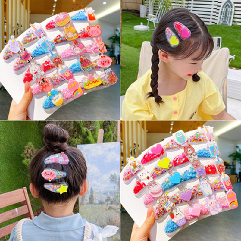 Set 10 Kẹp Tóc Hình Ngôi Sao Nhiều Màu Sắc Dễ Thương Cho Bé Gái