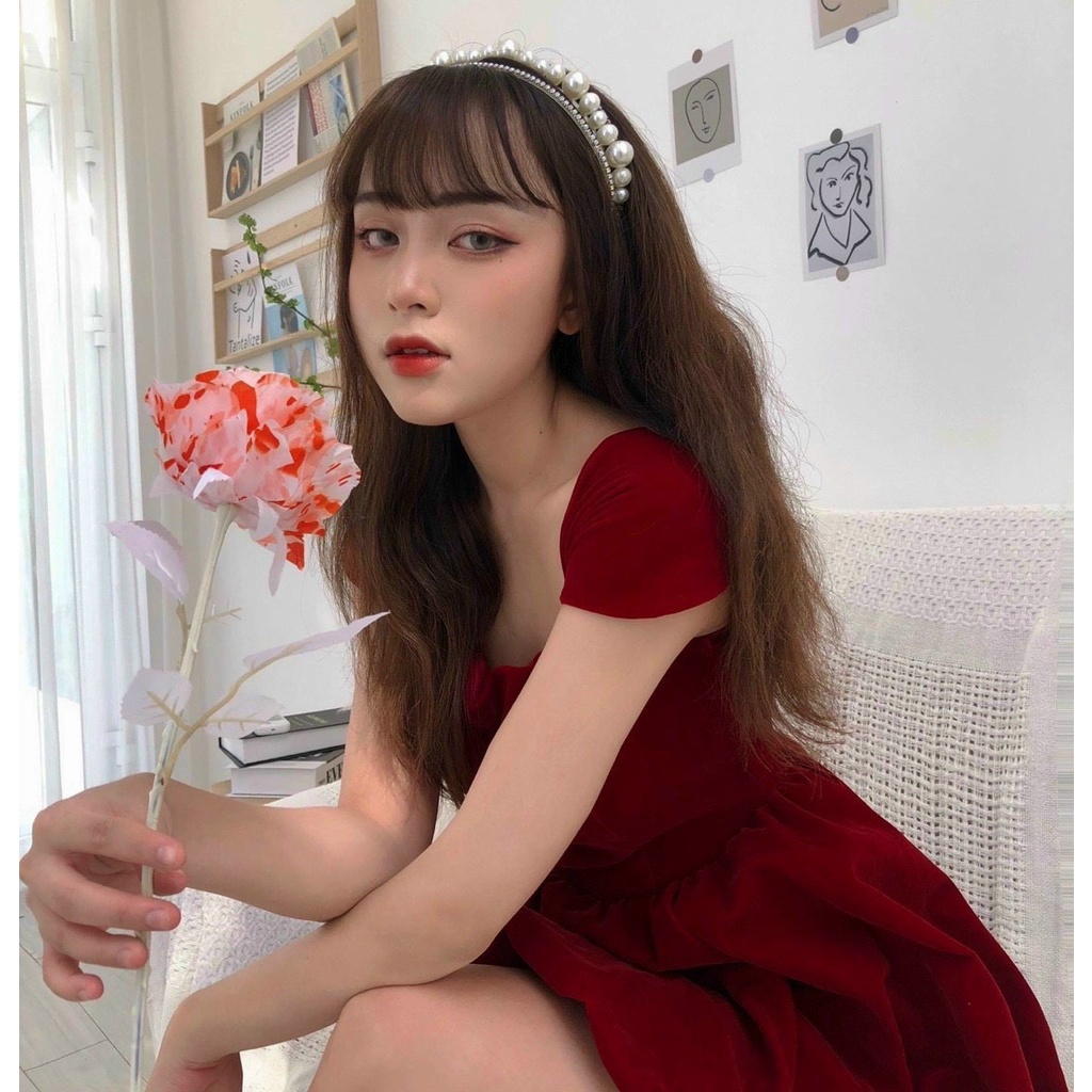 Đầm nhung đỏ cao cấp