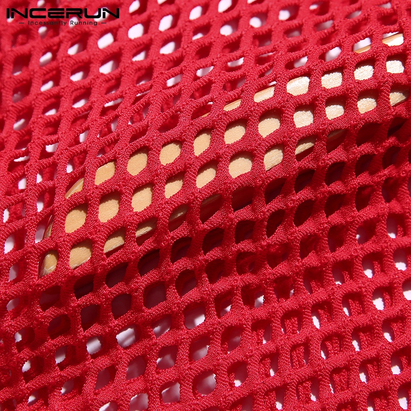 Áo ba lỗ INCERUN kiểu lưới nhìn thấu quyến rũ cho nam