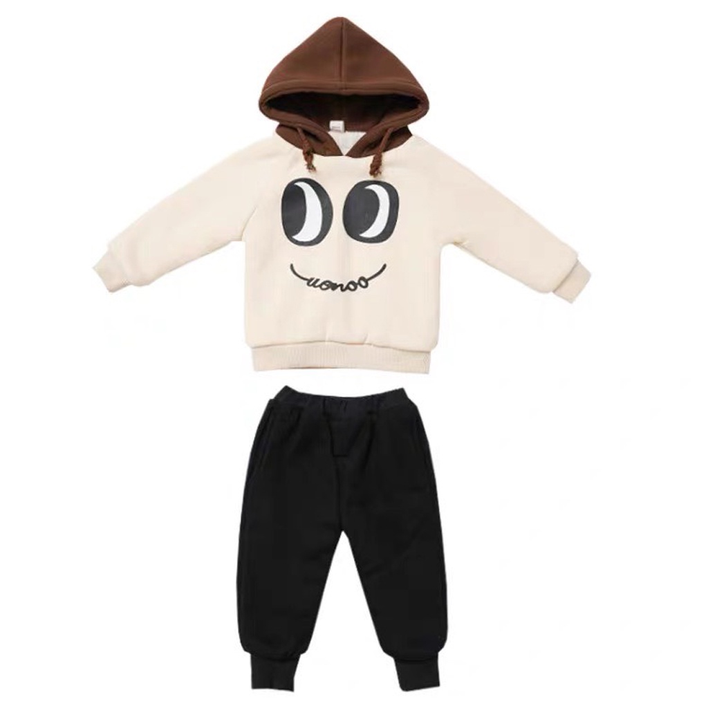 Bộ Nỉ Cho Bé In Hình Mắt Ngộ Nghĩnh Cho Bé, Bộ Nỉ Bông Cho Bé Gái Mặc Đều Xinh - LILA KIDS