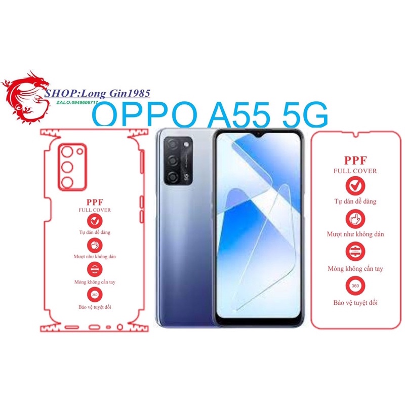 Oppo A55 5G miếng dán trong Ppf mặt sau và mặt trước chống va đập chống trầy xước