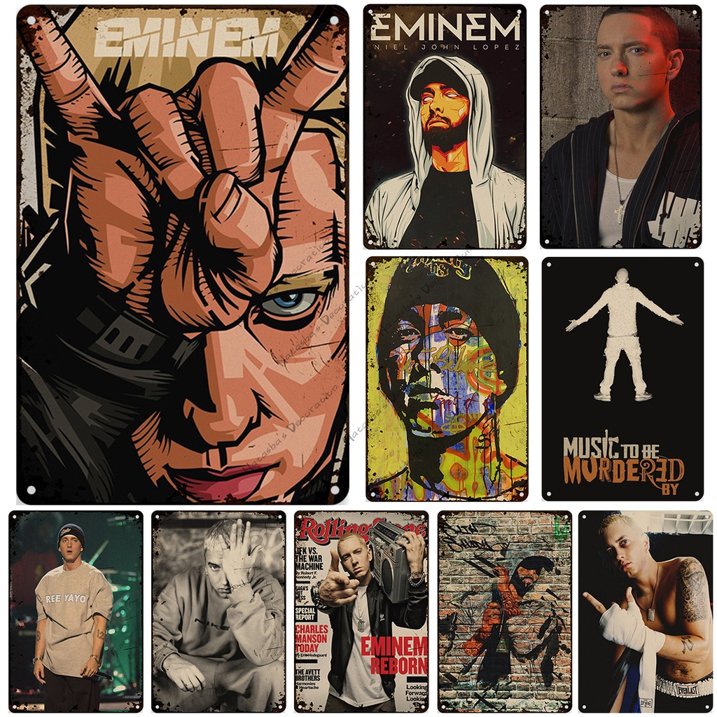 Poster Kim Loại Treo Tường In Hình Rapper Eminem 8 Mile