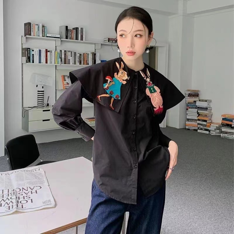 Hàng Mới Về Áo Tay Dài Cổ Búp Bê Dáng Rộng Phong Cách Hàn Quốc Baju Wanita Lengan Panjang Hàng Có Sẵn Cho Nữ
