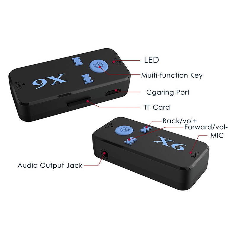 Bộ Thu Tín Hiệu Bluetooth Không Dây X6 Đầu Cắm 3.5mm Cho Xe Hơi