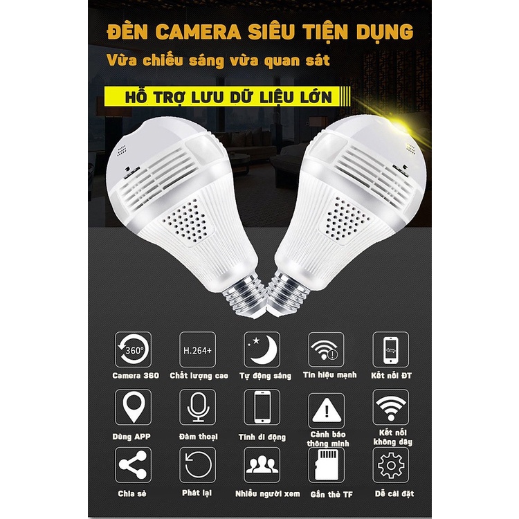 Camera ICSEE WIFI Tích Hợp Bóng Đèn Led Sáng Quan Sát Toàn Cảnh 360°, APP ICSEE Không Có Góc Khuất, ĐỘ PHÂN GIẢI 2.0MP