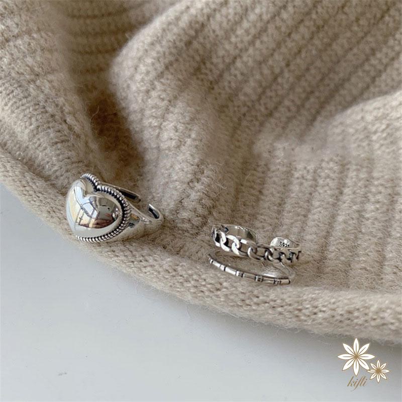 Nhẫn Hình Trái Tim Phối Dây Xích Thời Trang Dành Cho Nữ