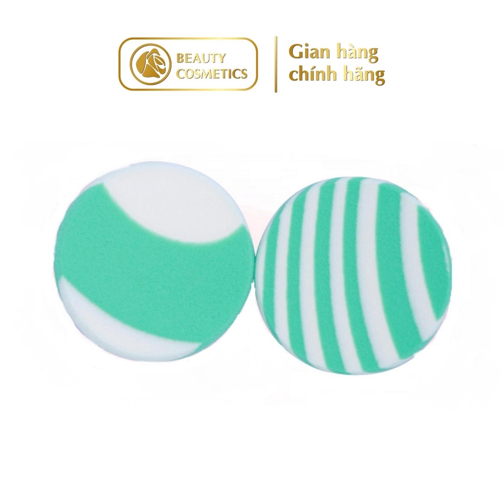 Mút trang điểm tán nền Sidumi phấn ướt kẻ sọc xanh siêu mềm mịn chính hãng Hàn Quốc túi 2 chiếc