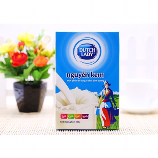 Hộp Sữa bột nguyên kem DutchLady Hộp Giấy 400Gram Date 2025