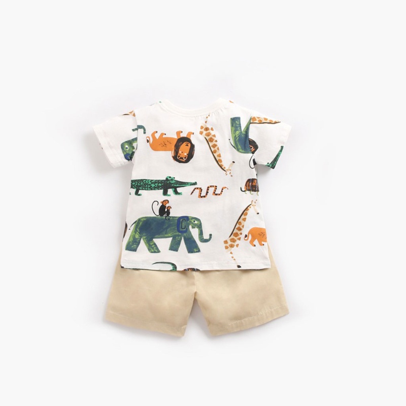 Bộ Quần Áo Cotton In Hình Thú Hoạt Hình Thời Trang Mùa Hè Dành Cho Bé Trai Gái