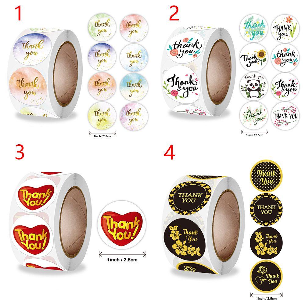 PISTA Cuộn 500 Miếng Dán Chữ Thank You Và Hoa Trang Trí Sổ Tay