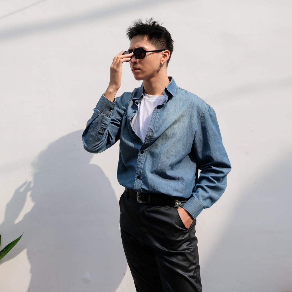 Sơ mi denim xanh thoáng mát