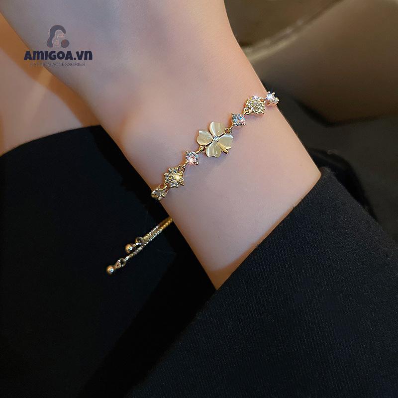 ✨✨Vòng Đeo Tay Mạ Vàng Thật Đính Đá Opal Hoa Cánh Hoa Siêu Thơ Thời Trang Mùa Hè