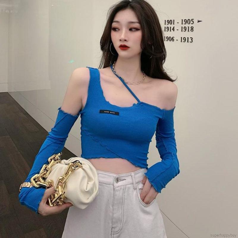 Áo Thun Tay Dài Trễ Vai Thiết Kế Độc Đáo Cho Nữ