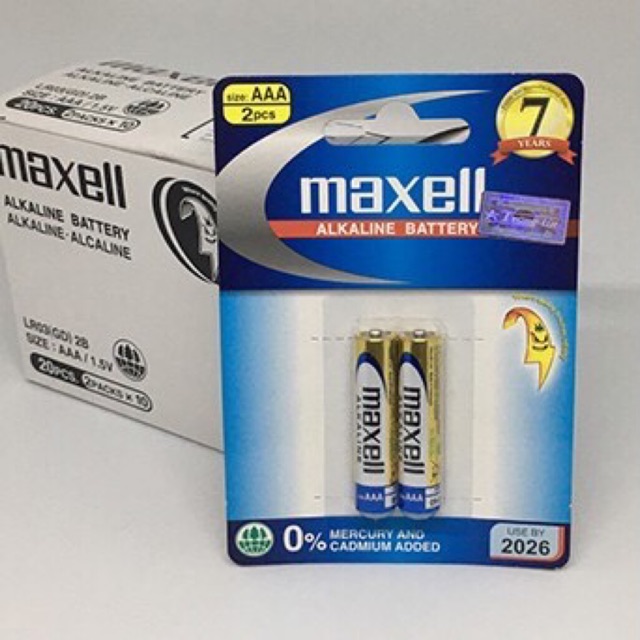 Pin Đũa / Pin Tiểu AA/ AAA Maxell Alkaline LR03 vỉ 2 viên chính hãng