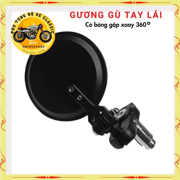 Gương gù tay lái kính gù tròn gương kiểng xe máy  CLASSIC cao cấp có báng gập giá 1 chiếc