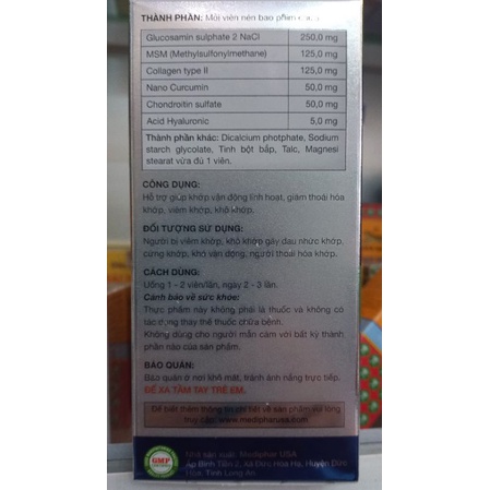 VIÊN UỐNG BỔ XƯƠNG KHỚP - HẾT LO CÁC BỆNH KHỚP - NGĂN NGỪA THOÁI HÓA KHỚP FLEX JOINT BỔ SUNG GLUCOSAMIN - LỌ 100 VIÊN