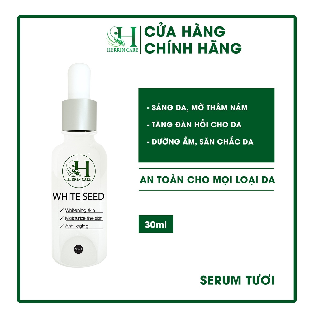 Serum tươi Herrin White Seed 30ml dưỡng trắng, dưỡng ẩm, mờ thâm nám, trẻ hóa da