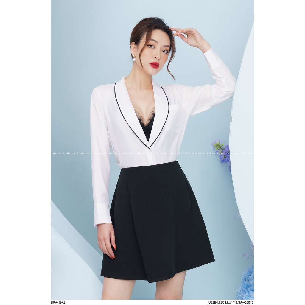 Sét áo chân váy xếp cổ viền đen cao cấp [ Có video + Ảnh thật ] The Shilla - U22B4-62C4