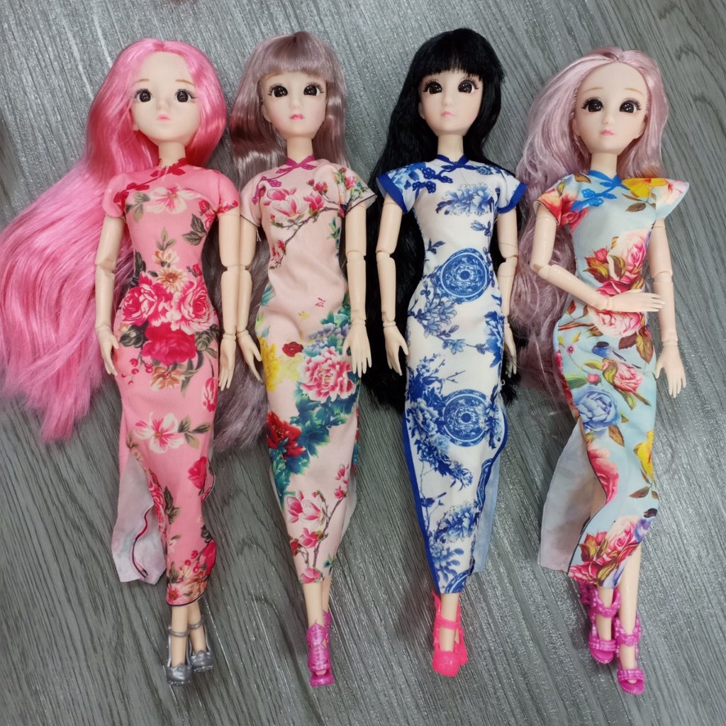 Váy Sườn Xám Đơn Giản Dễ Mặc Cho Búp Bê Barbie 30cm