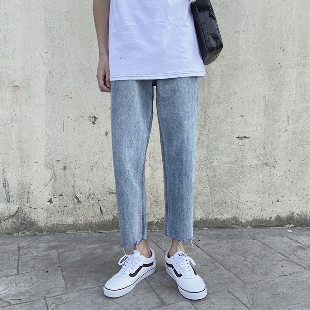 [HOTTREND HQ][B02] Quần Jean Baggy Màu Xanh Nhạt Vải Co Giãn Unisex Siêu Hack Dáng | BigBuy360 - bigbuy360.vn