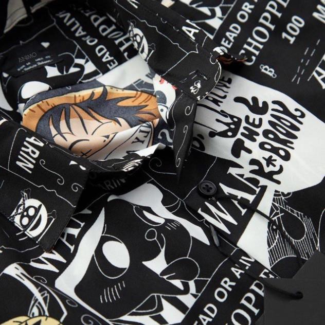 Áo sơ mi vải lụa không nhăn One Piece Luffy || Hany Shop ˇ