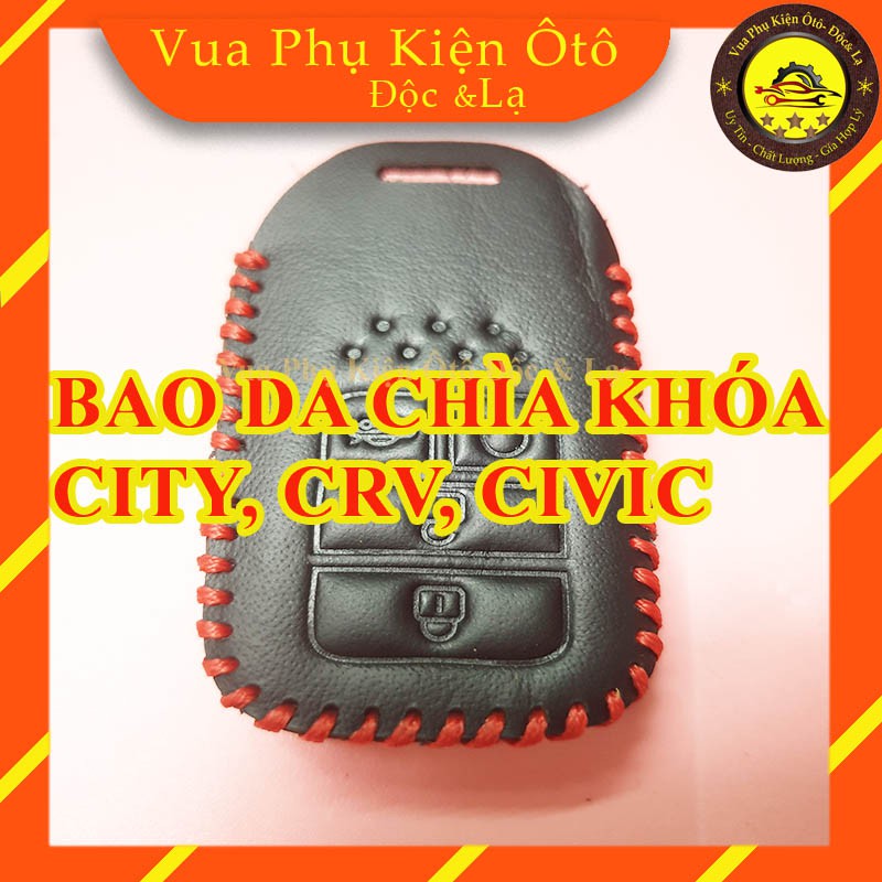 Bao da chìa khóa Honda City, Honda Crv, Honda Civic- Tặng móc chìa khóa+ Dây đeo+Thẻ SĐT