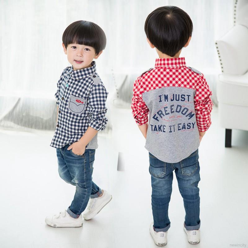 Áo tay dài kẻ sọc in chữ dành cho bé trai