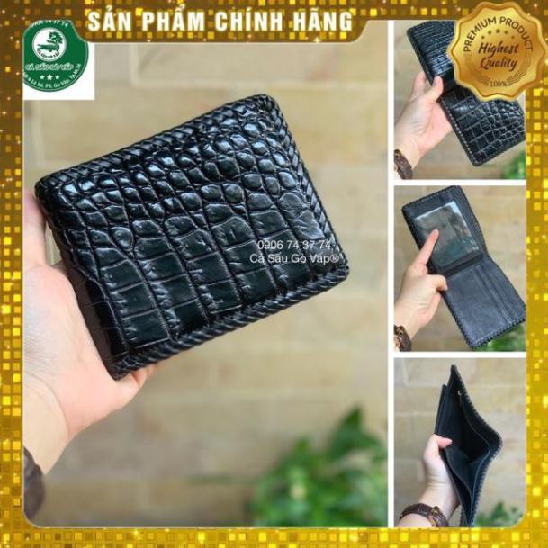 Thẻ BH 12 Tháng -  Ví Da Cá Sấu Đan Tay Màu Đen ( 1 Mặt ) . Hàng Cao Cấp, xịn, Rẻ, Đẹp