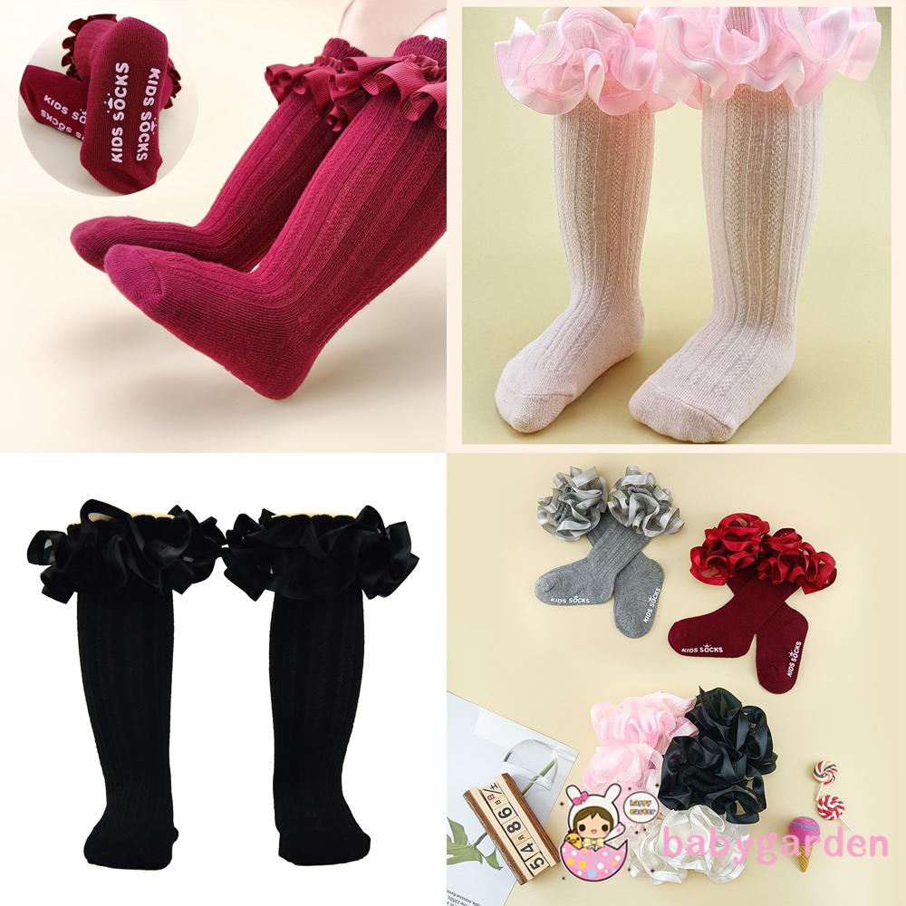 Vớ Cổ Cao Bằng Len Phối Ren Thoáng Khí Chống Trượt Thời Trang Xuân Hè Cho Bé Gái 0-3 Tuổi