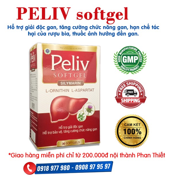 Peliv SOFTGEL - Hỗ trợ giải độc gan giúp bảo vệ, tăng cường chức năng gan, hạn chế tác hại của rượu bia, thuốc lá