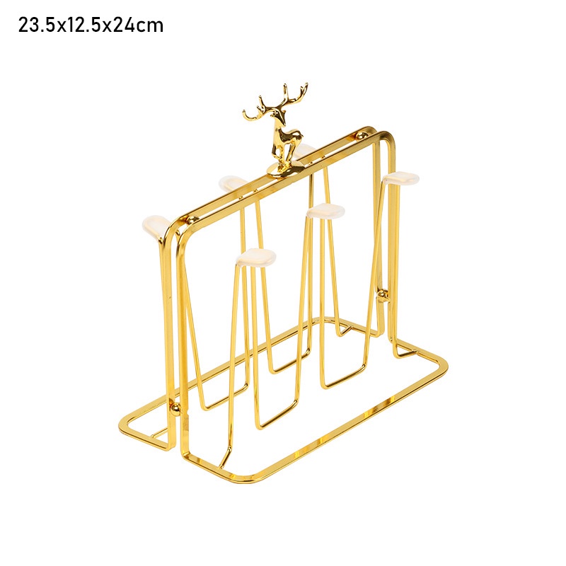 Giá Đỡ Cốc Thủy Tinh / Cốc Nước Hình Đầu Hươu Màu Vàng Dùng Trong Nhà Bếp