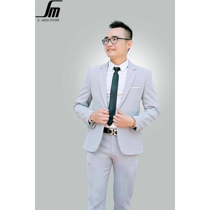 Bộ vest nam màu ghi sáng giá rẻ!
