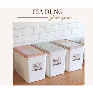 Thùng nhựa đựng gạo thông minh 10kg đa năng đựng ngũ cốc, đồ ăn khô cho động vật,thùng đựng gạo 15kg kèm cốc chia vạch