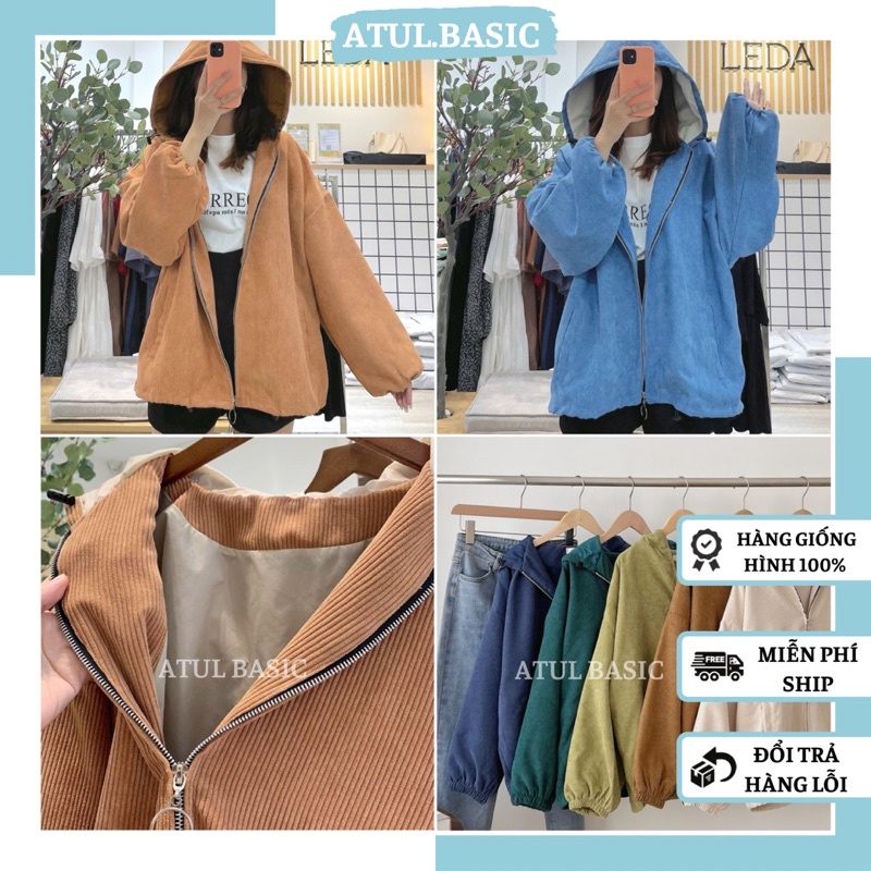 Áo Khoát Nhung Tăm Có Mũ From To Oversize Rộng Thoải Mái Dây Chun Rút Tiện Lợi Bảng Màu Siêu Xinh - Bigsize