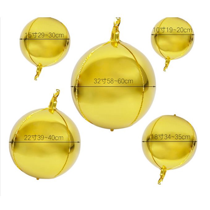 Bóng Foil tráng bạc trang trí bóng kiếng nhôm trang trí sự kiện bóng 4D khổng lồ size 40-60cm